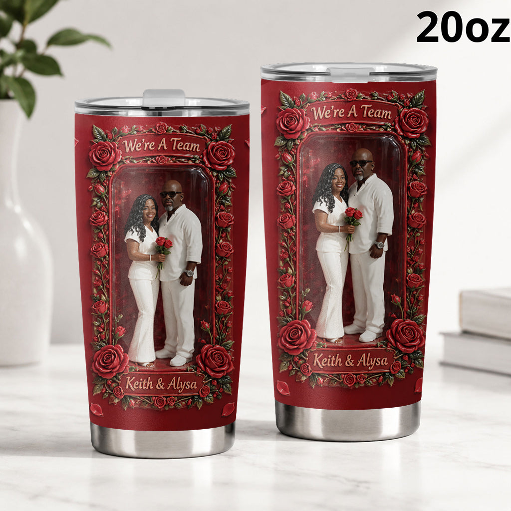 Custom From Any Photo, Any Flower - Personalized Couple Tumbler