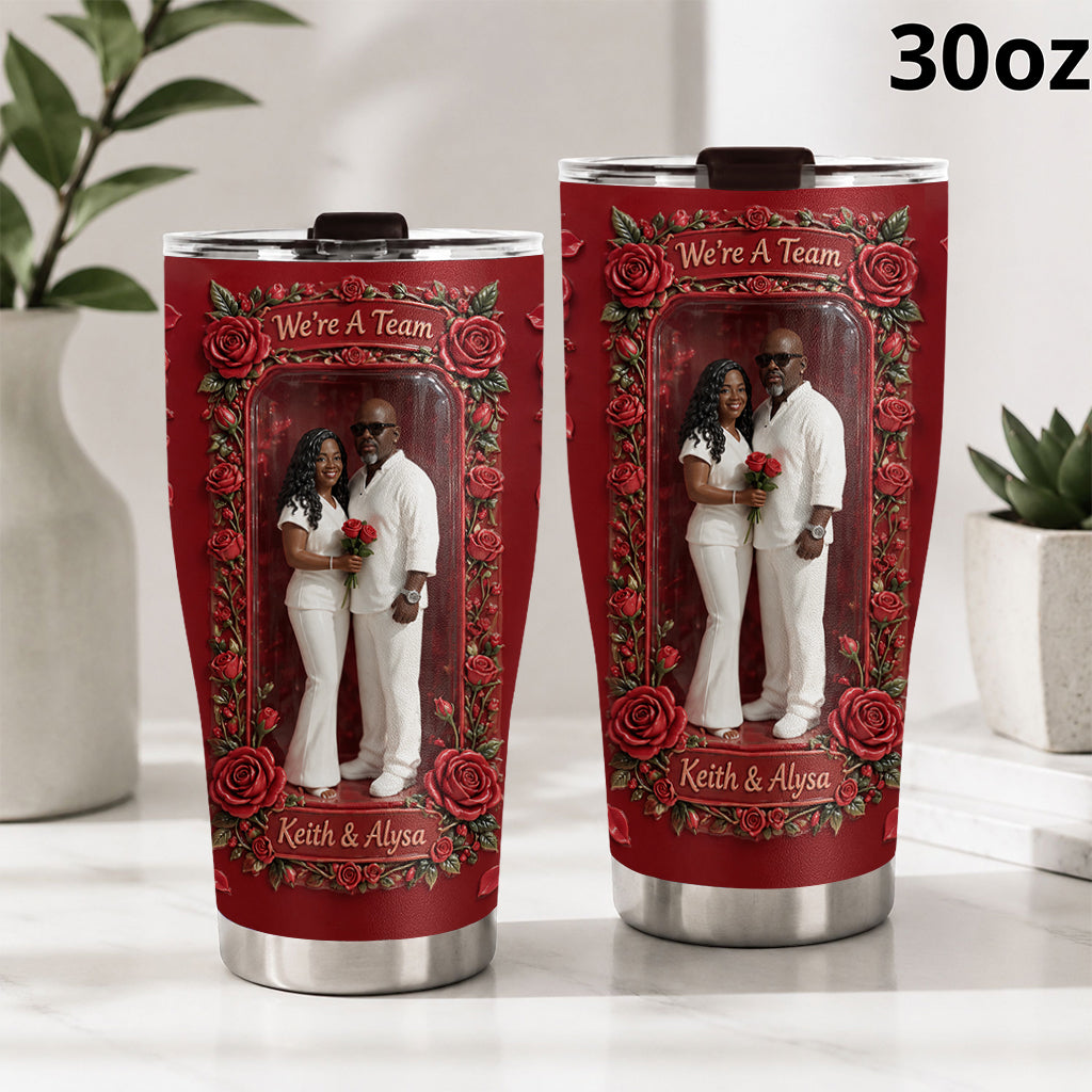 Custom From Any Photo, Any Flower - Personalized Couple Tumbler