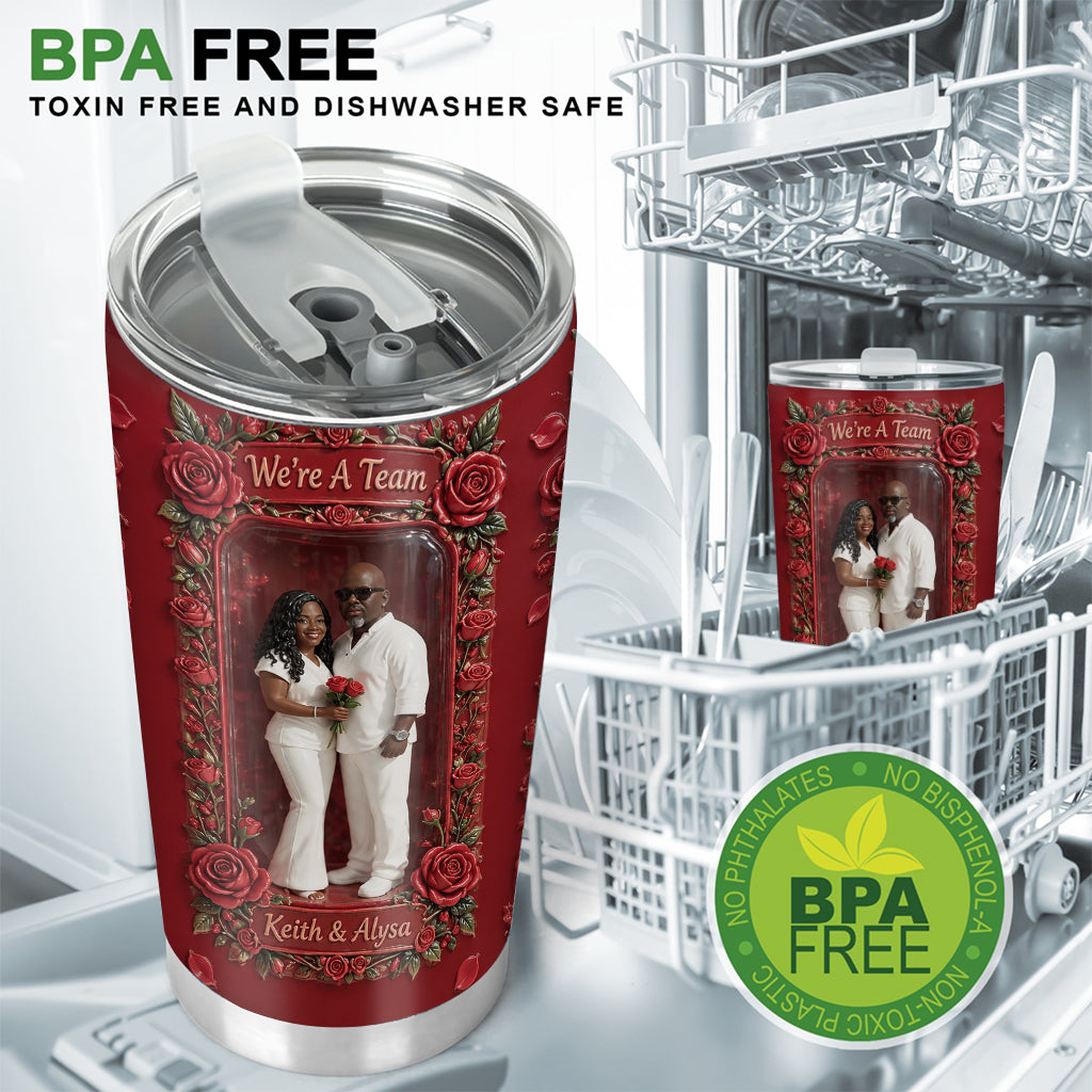 Custom From Any Photo, Any Flower - Personalized Couple Tumbler