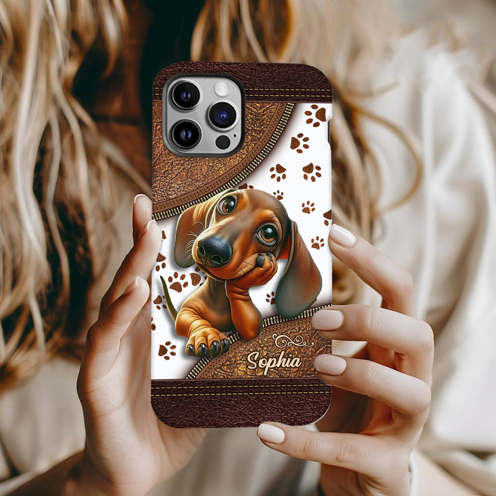 Cute Dachshund - Personalized Dog Full Print Phone Case
