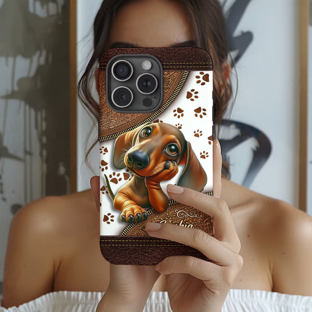 Cute Dachshund - Personalized Dog Full Print Phone Case