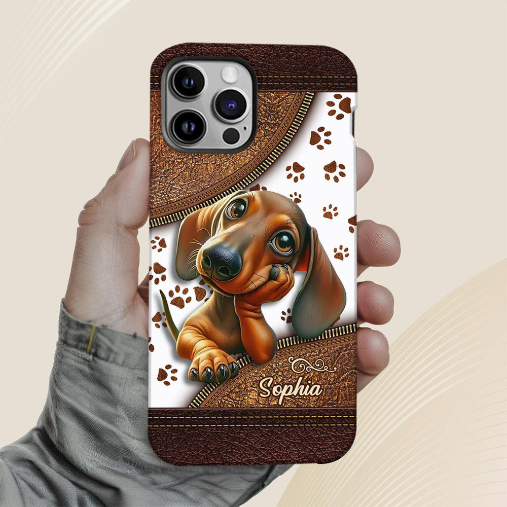 Cute Dachshund - Personalized Dog Full Print Phone Case