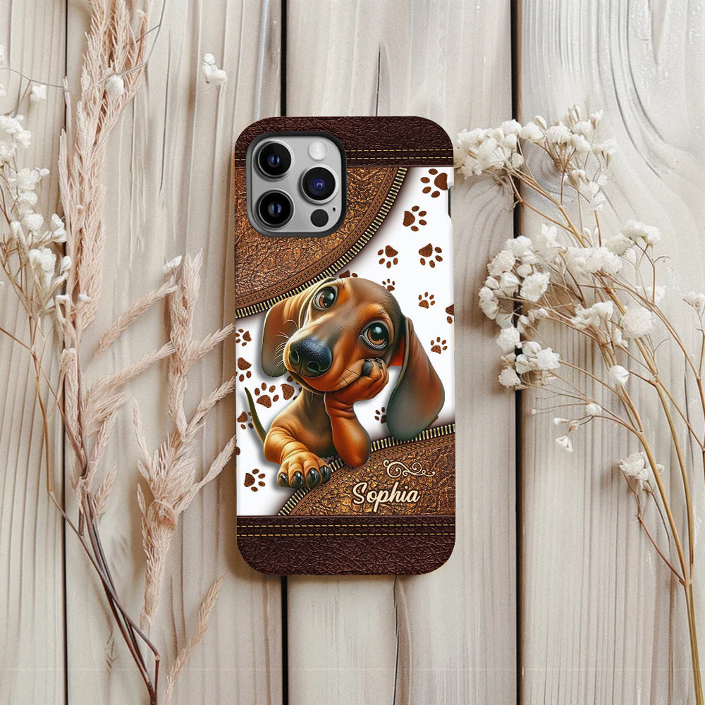 Cute Dachshund - Personalized Dog Full Print Phone Case
