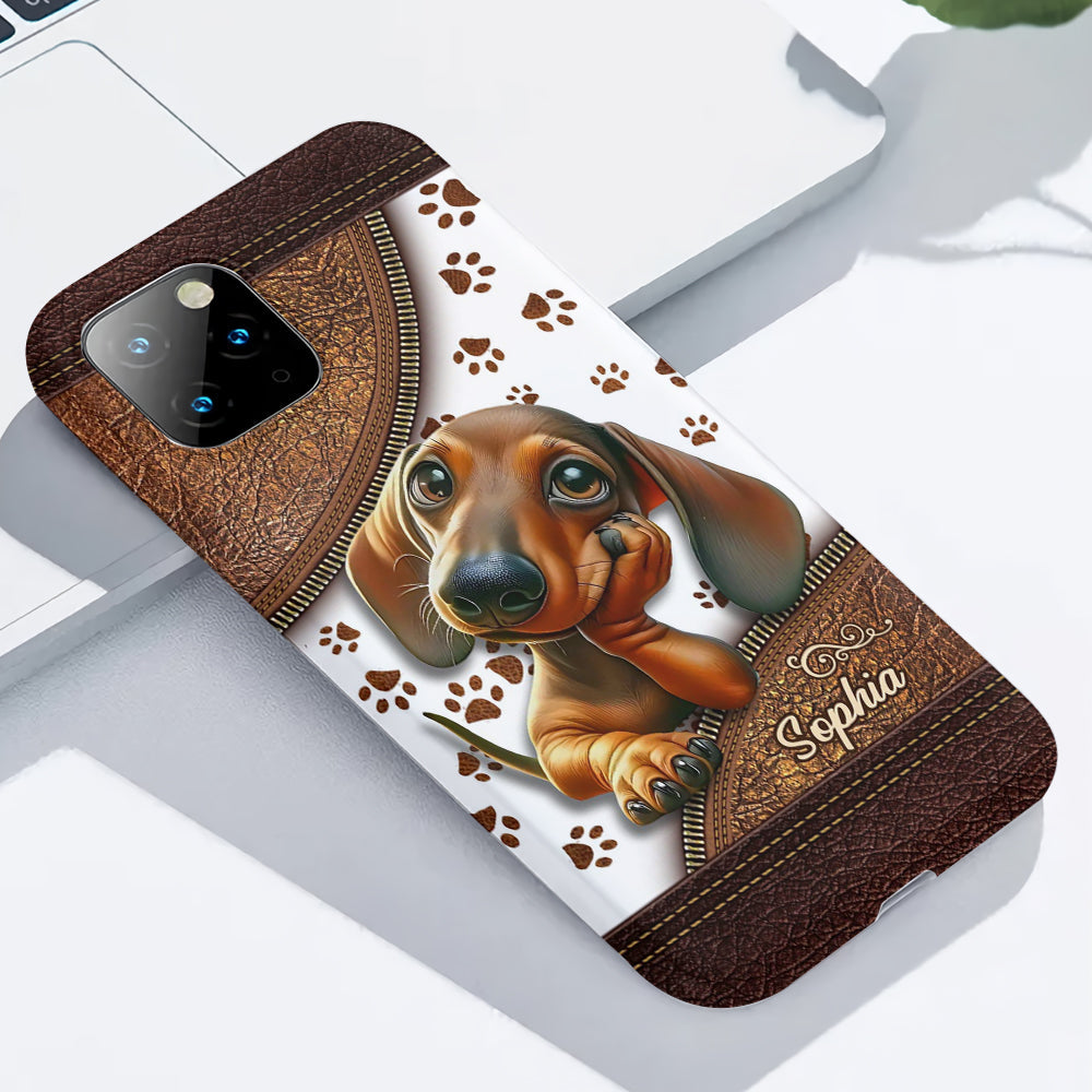 Cute Dachshund - Personalized Dog Full Print Phone Case