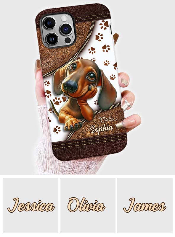 Cute Dachshund - Personalized Dog Full Print Phone Case