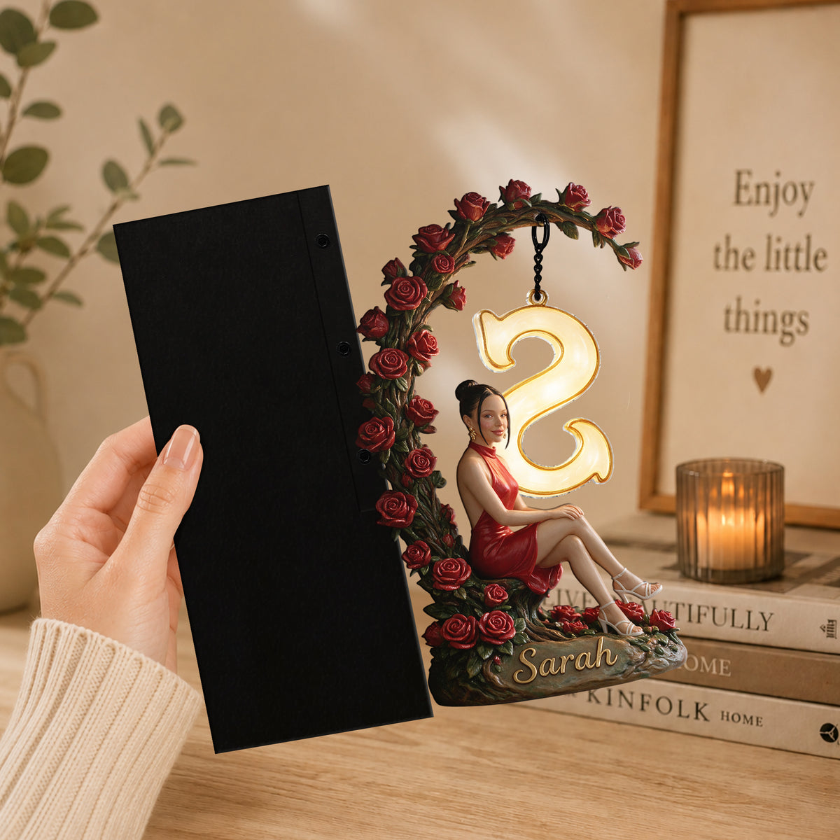 Any Photo With Initial Lamp - Personalized Self Love Bookshelf Lamp