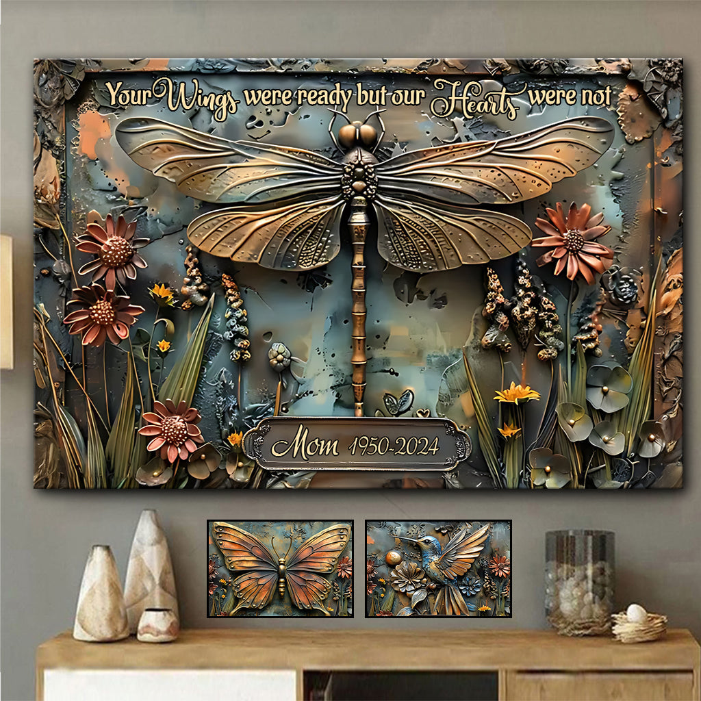 Deine Flügel waren bereit, doch unsere Herzen nicht – Personalisierte Gedenkleinwand und Poster