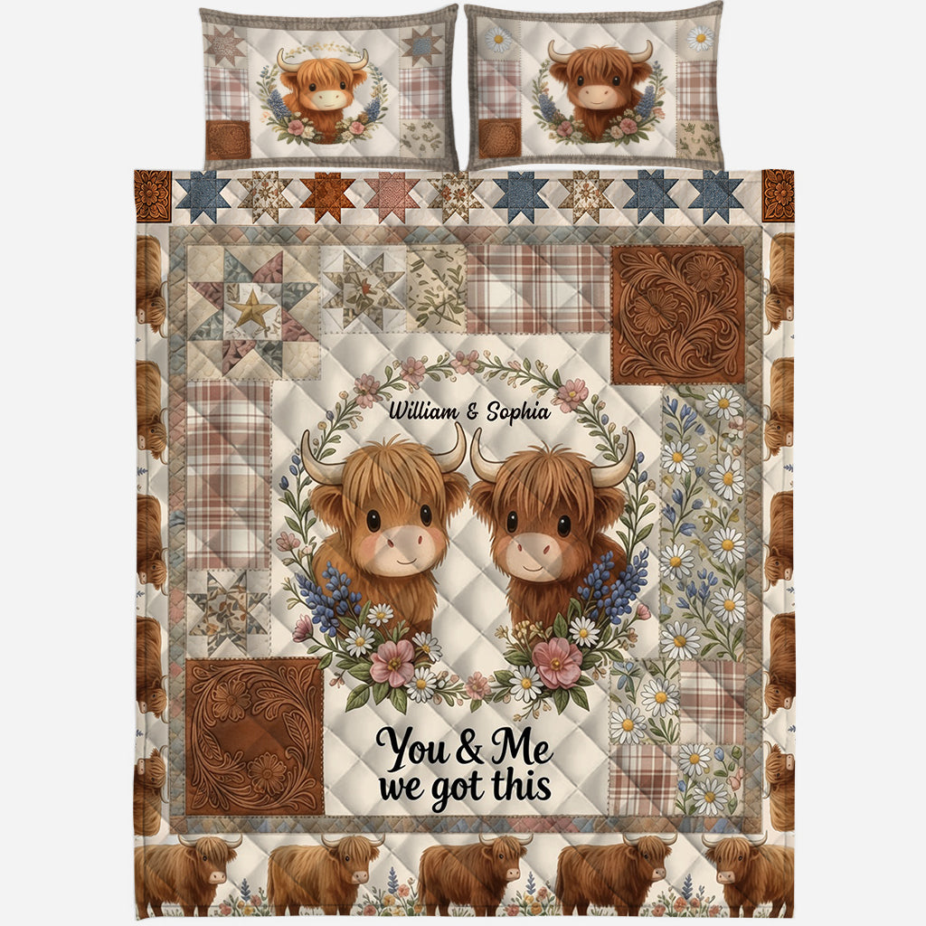 You & Me We Got This - Personalized Highland Cow Quilt Set