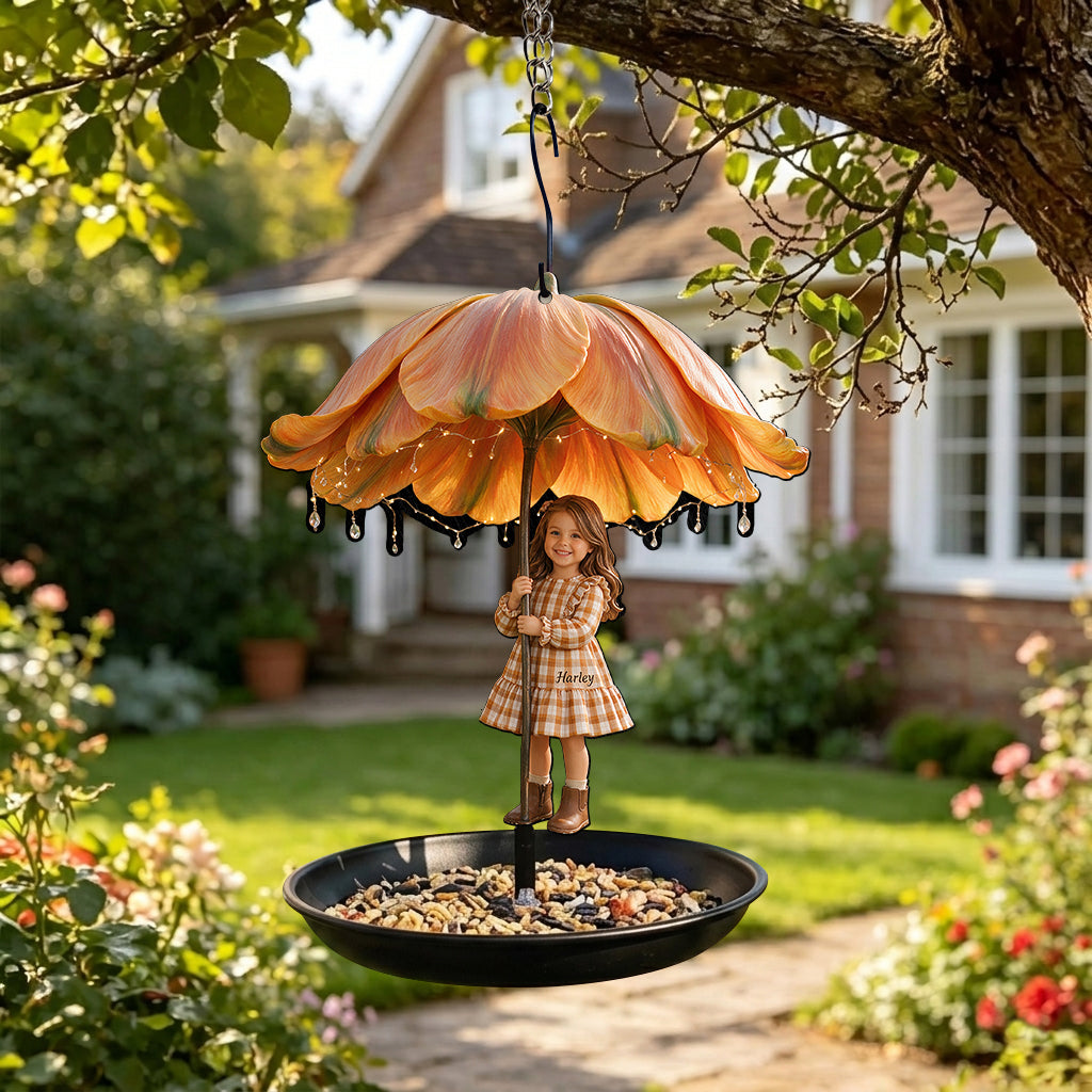 Custom Any Photo And Flower - Personalized Kid Bird Feeder/ Bath