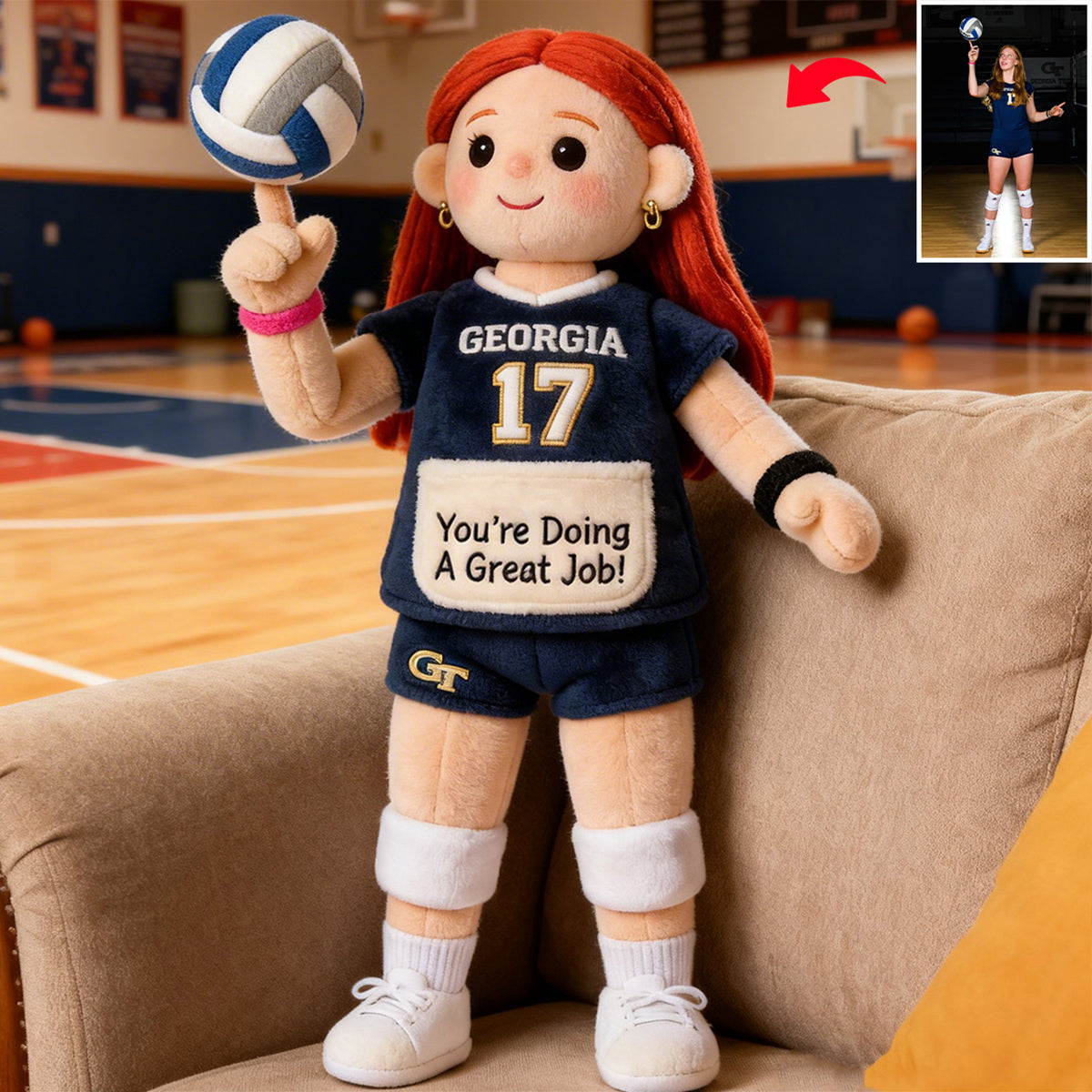 Du machst das super! – Personalisiertes Volleyball-Kissen aus hochwertigem Kunstfell