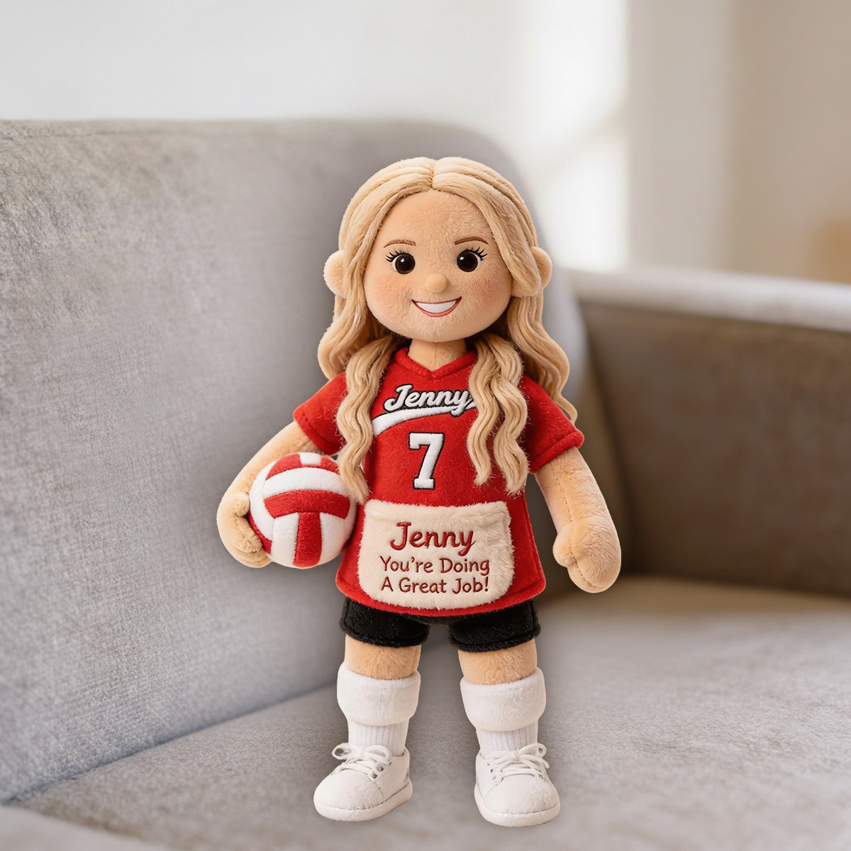 Du machst das super! – Personalisiertes Volleyball-Kissen aus hochwertigem Kunstfell
