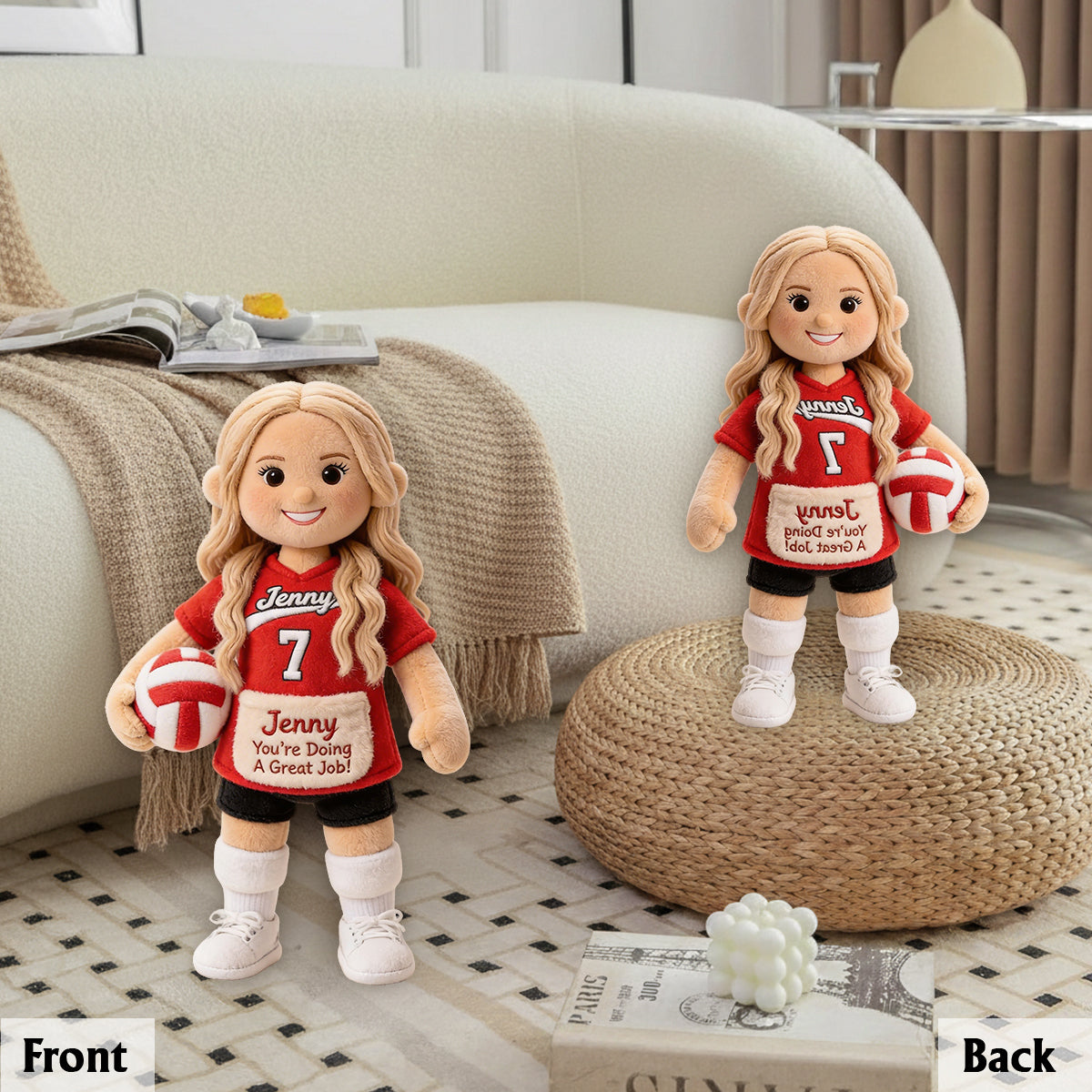 Du machst das super! – Personalisiertes Volleyball-Kissen aus hochwertigem Kunstfell