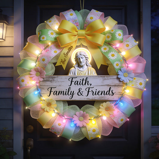 Faith, Family, Friends - Personalized Christian LED Light Acrylic Sign