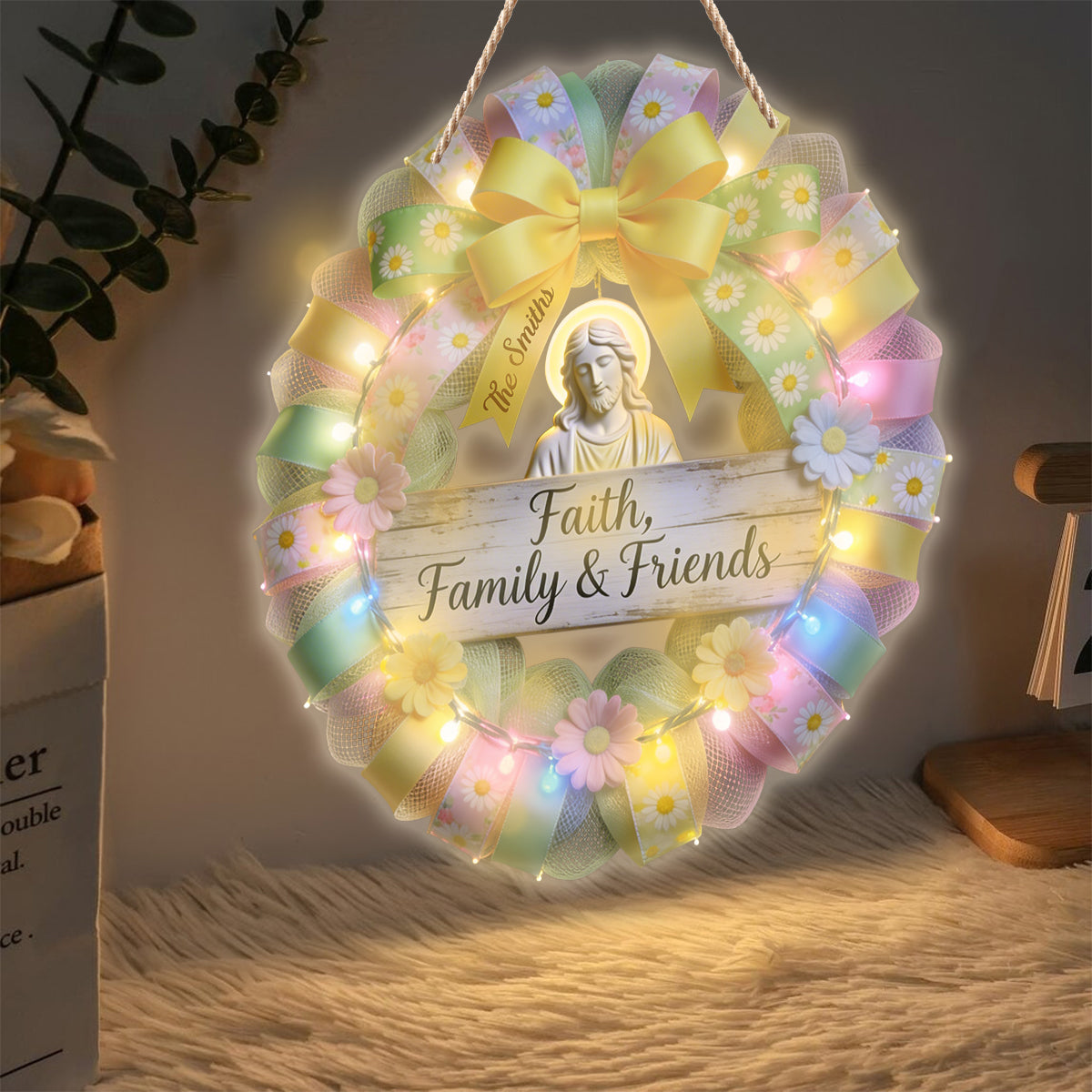 Faith, Family, Friends - Personalized Christian LED Light Acrylic Sign