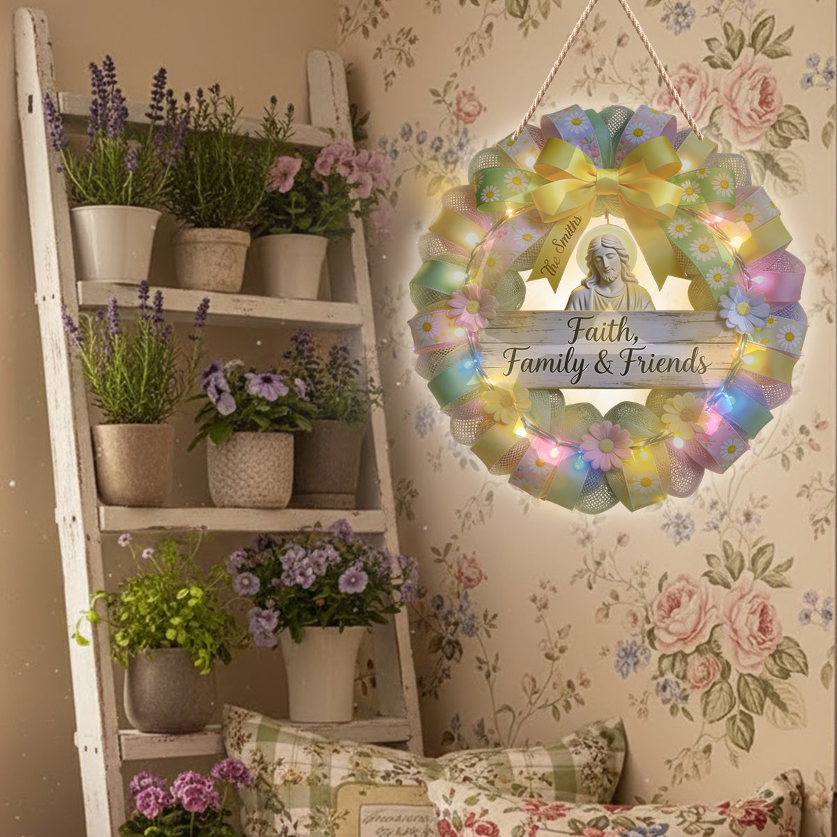 Faith, Family, Friends - Personalized Christian LED Light Acrylic Sign