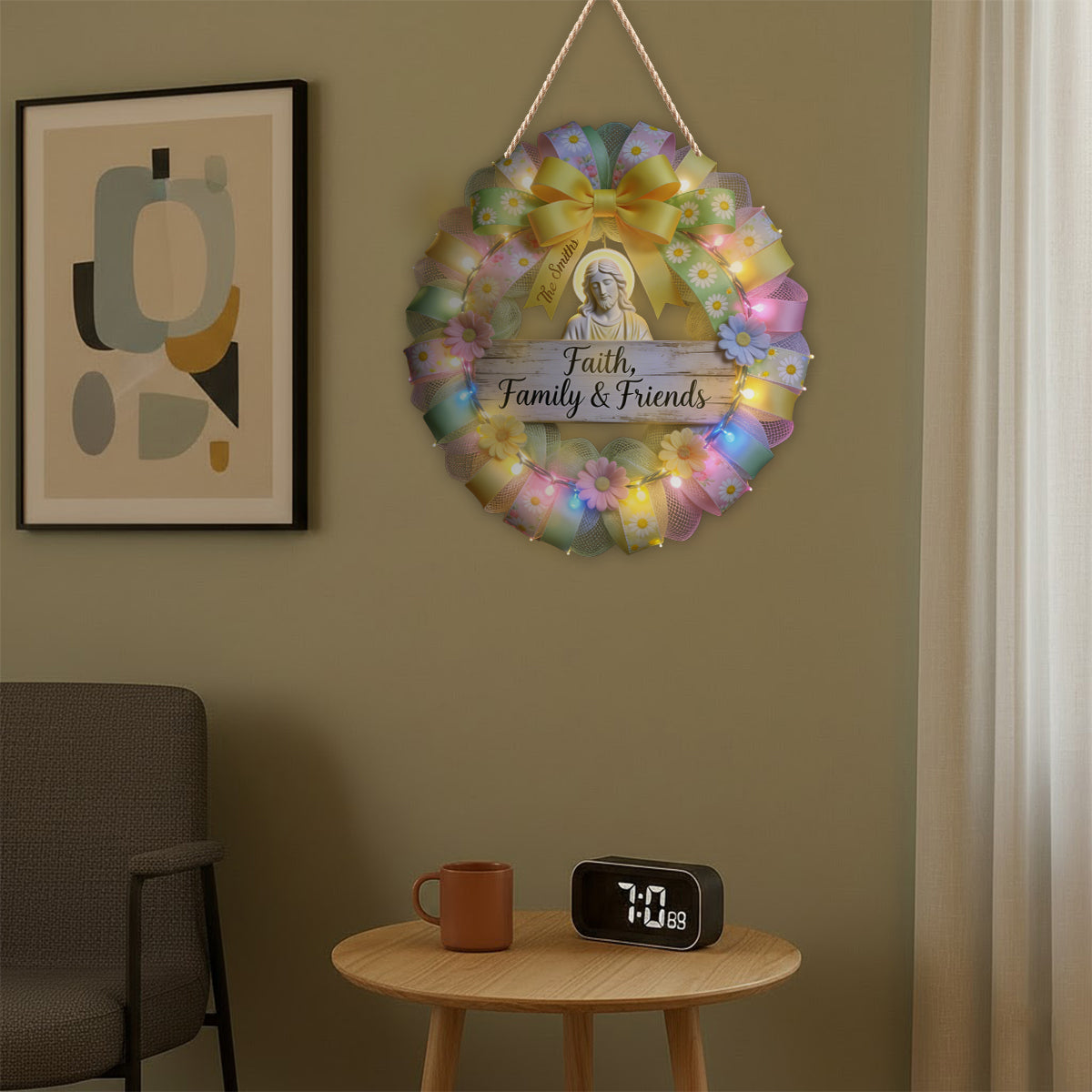 Faith, Family, Friends - Personalized Christian LED Light Acrylic Sign