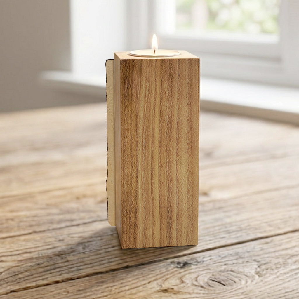 You & Me, We Got This - Personalized Couple Custom Shape Wooden Candle Holder