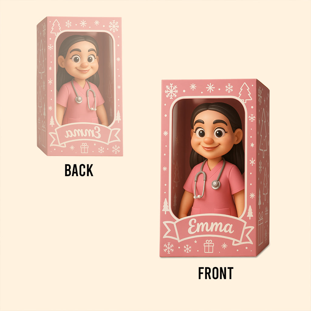 Weihnachtsgeschenk für Krankenschwestern im Cartoon-Stil – personalisierte Acrylplakette in individueller Krankenschwesterform