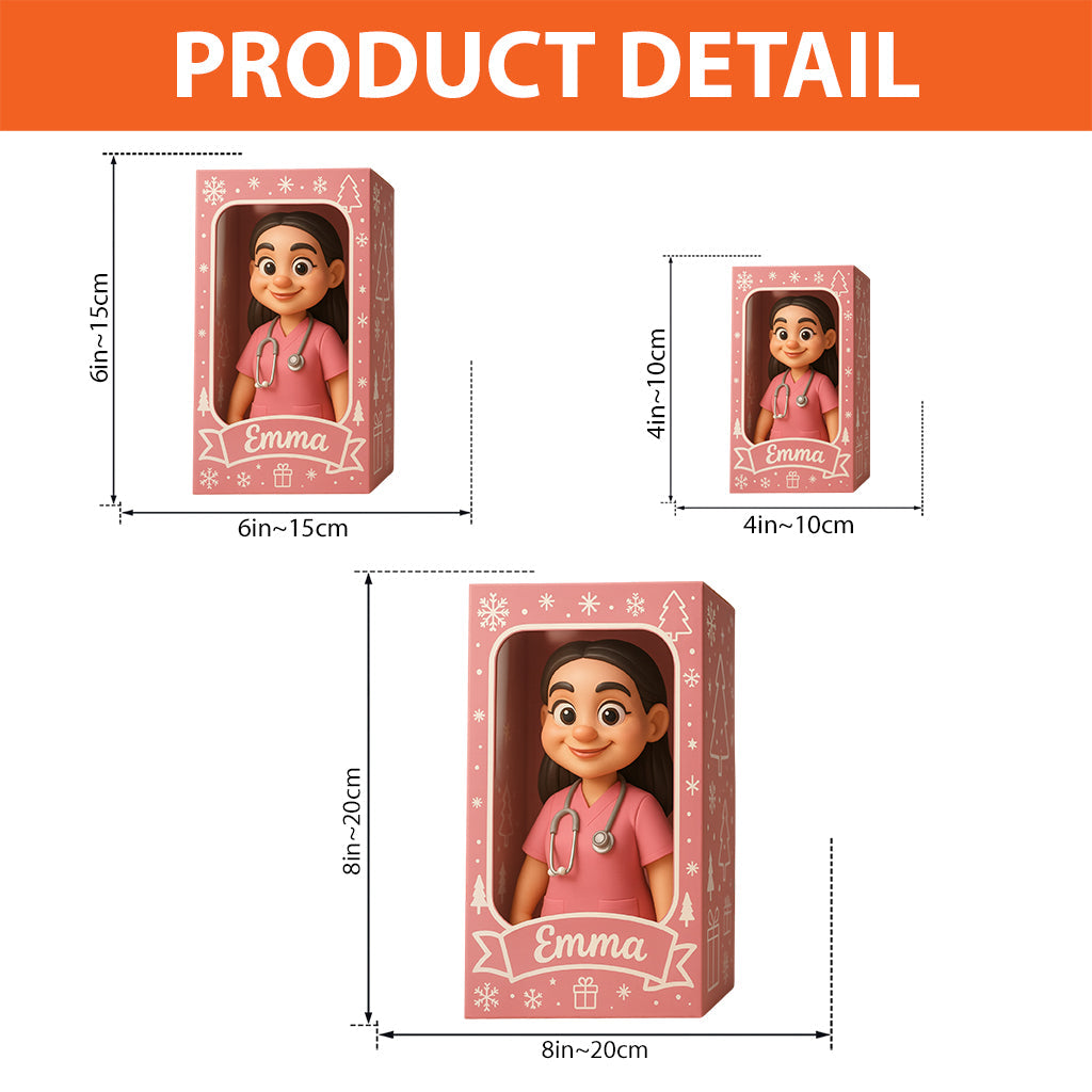 Weihnachtsgeschenk für Krankenschwestern im Cartoon-Stil – personalisierte Acrylplakette in individueller Krankenschwesterform