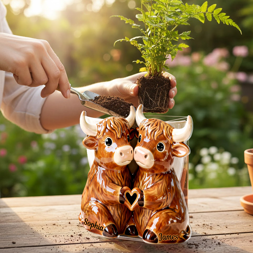You & Me We Got This - Personalized Highland Cow Acrylic Pot