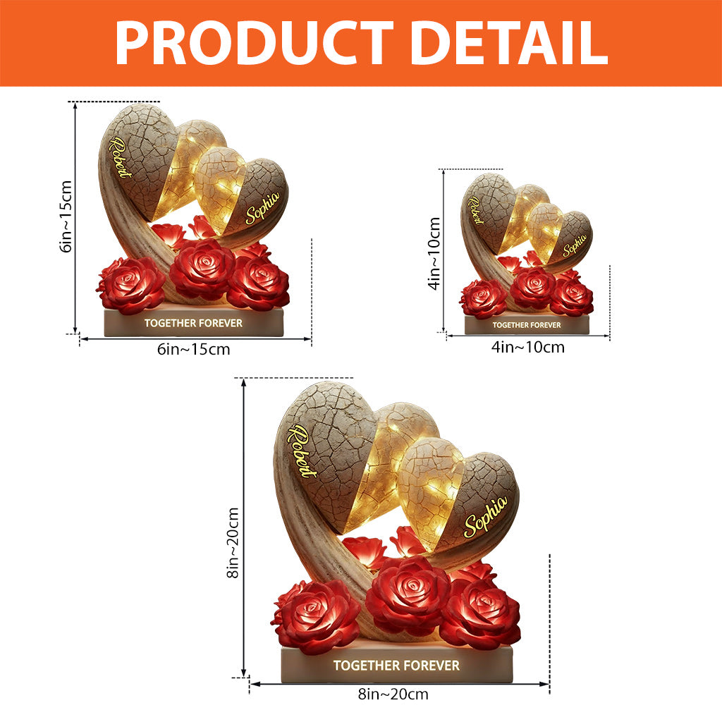 Für immer zusammen – personalisierte Acrylplakette in individueller Pärchenform