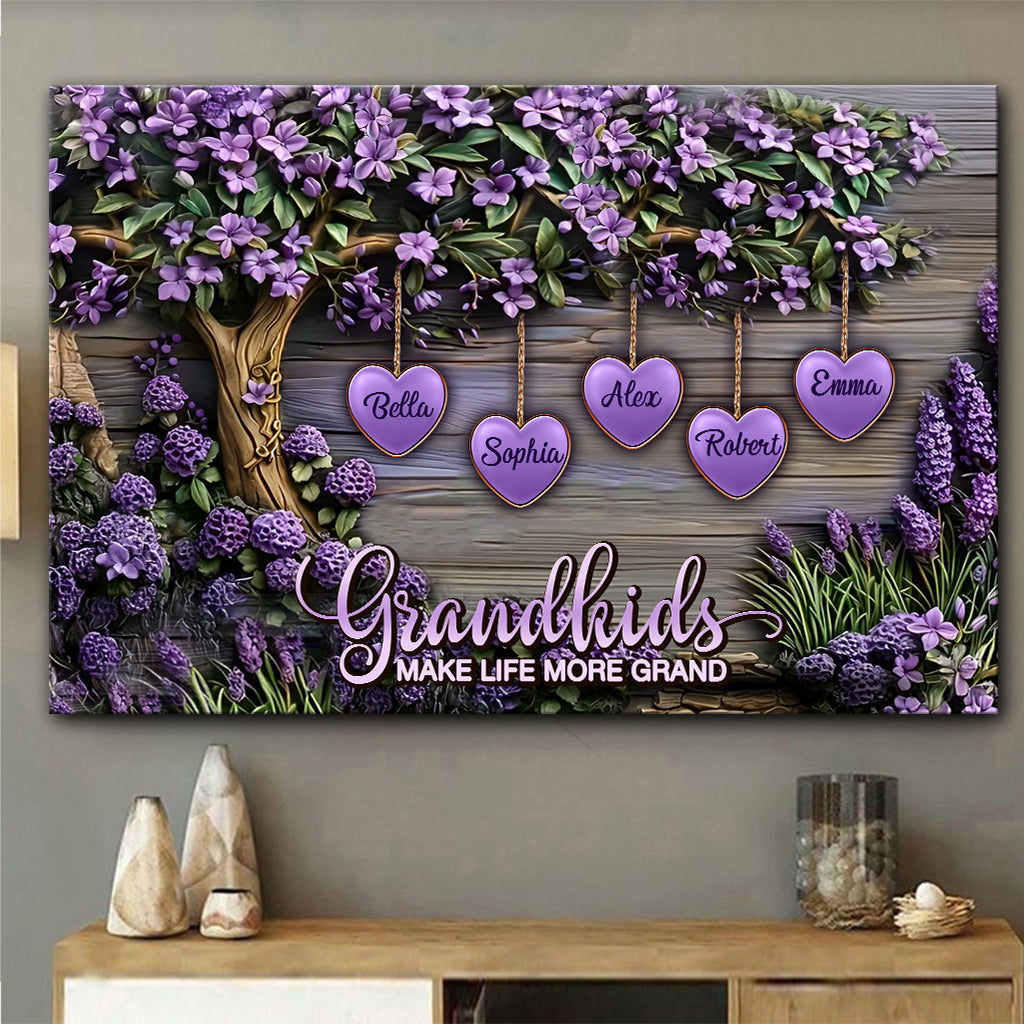Enkelkinder machen das Leben schöner – Personalisierte Leinwand und Poster für Oma