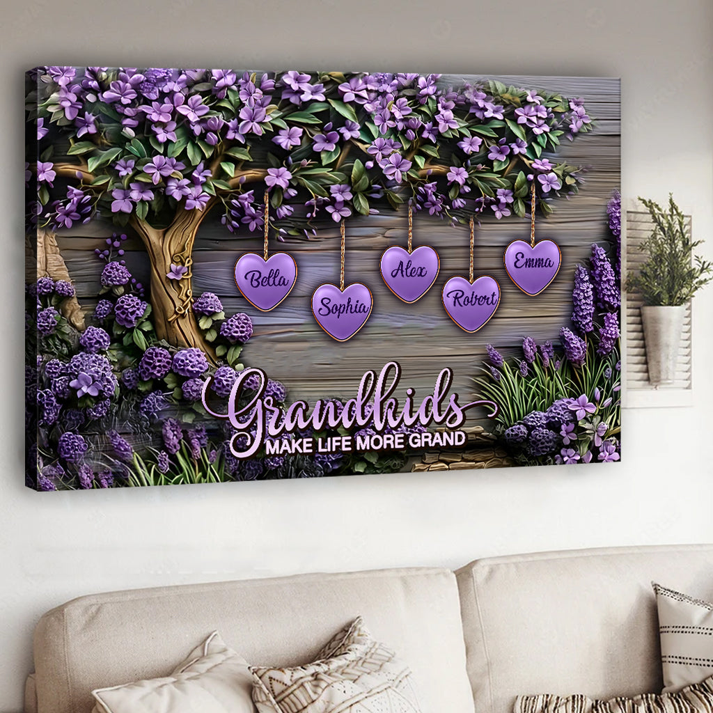 Enkelkinder machen das Leben schöner – Personalisierte Leinwand und Poster für Oma