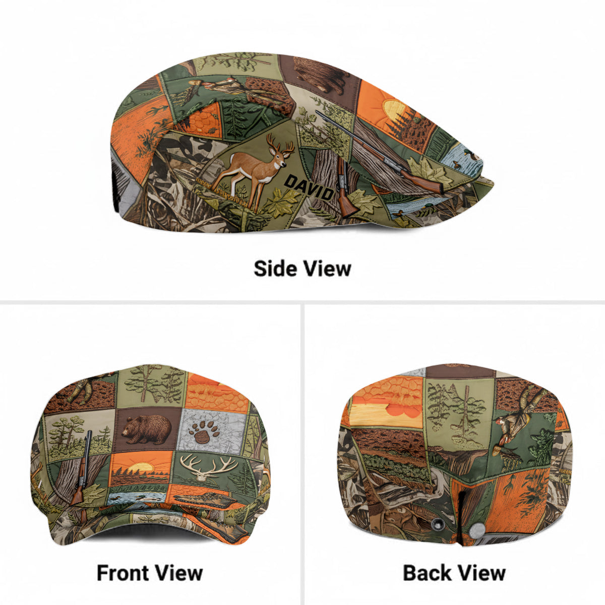 Hunting Panorama - Personalized Hunting Newsboy Cap
