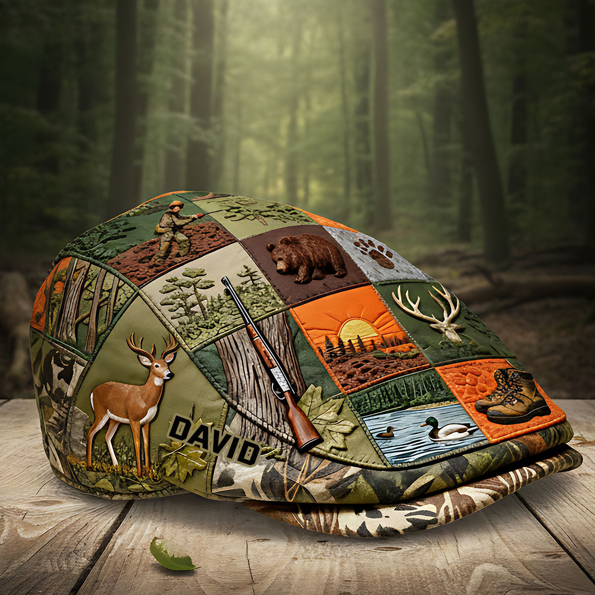 Hunting Panorama - Personalized Hunting Newsboy Cap