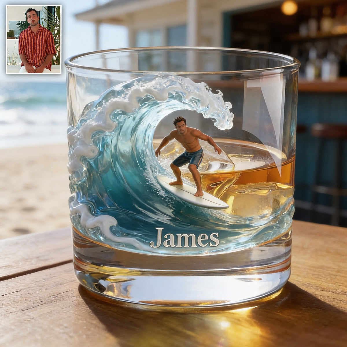 Liebe Surfen - Personalisierbares Whiskeyglas