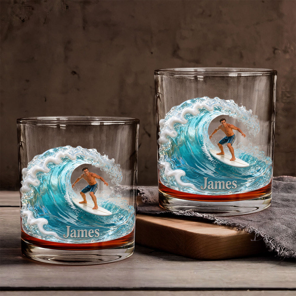 Liebe Surfen - Personalisierbares Whiskeyglas