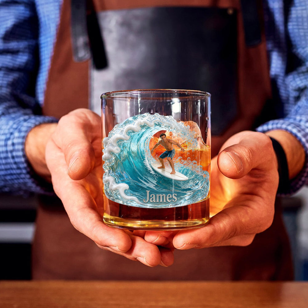 Liebe Surfen - Personalisierbares Whiskeyglas