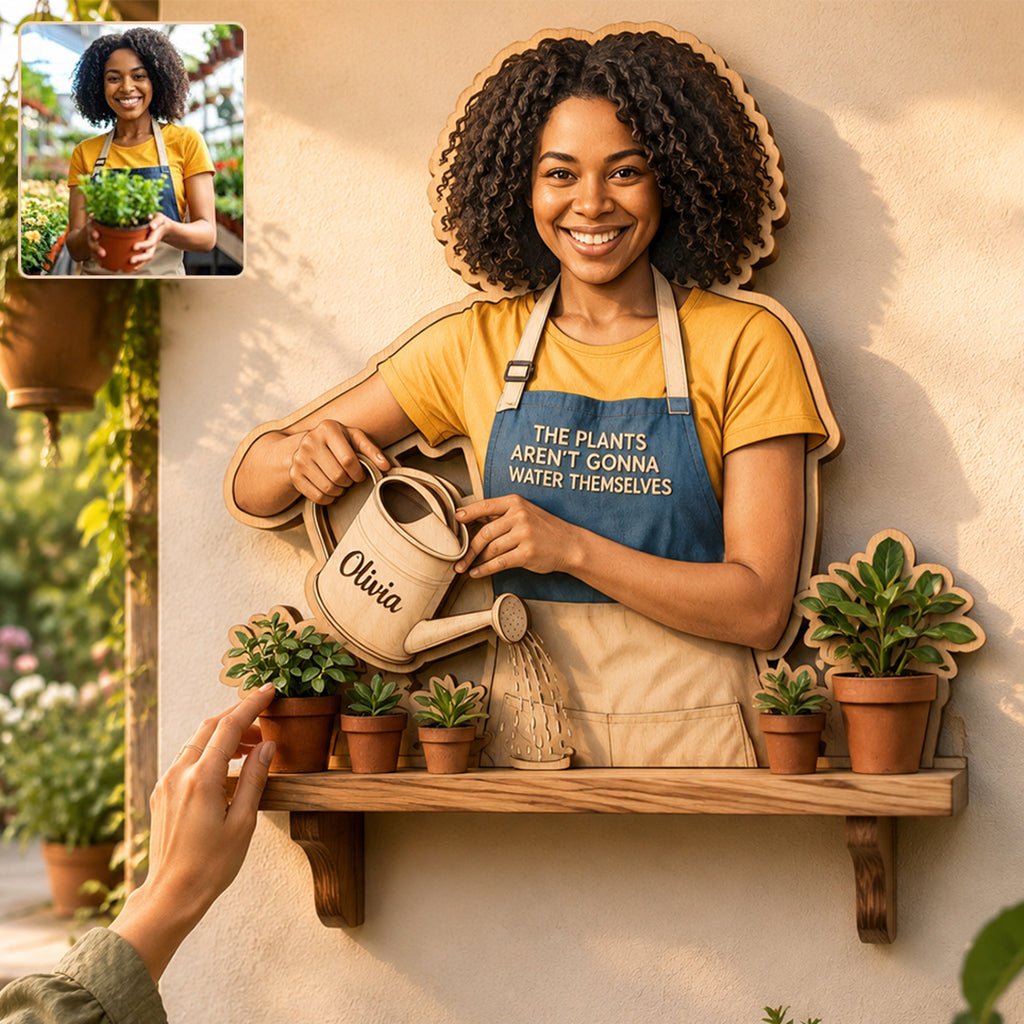 Die Pflanzen gießen sich nicht selbst - Personalisierte Garten Holz Wandregal