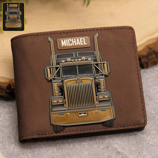 Truck Driver - Personalized Trucker Leather Wallet