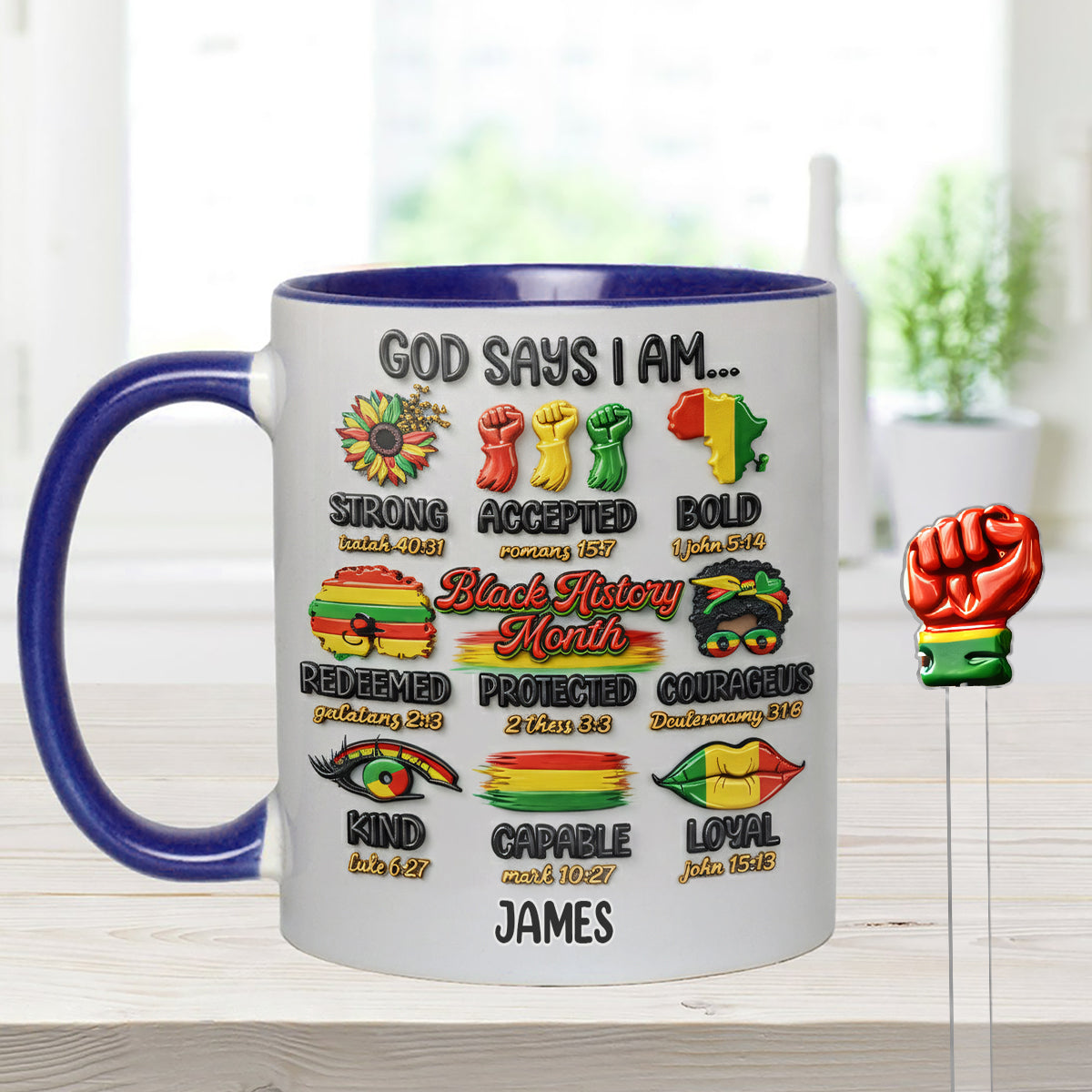 Black History Month, God Says You Are - Personalisierte Tasse mit Acryl-Rührstäbchen für Afroamerikaner