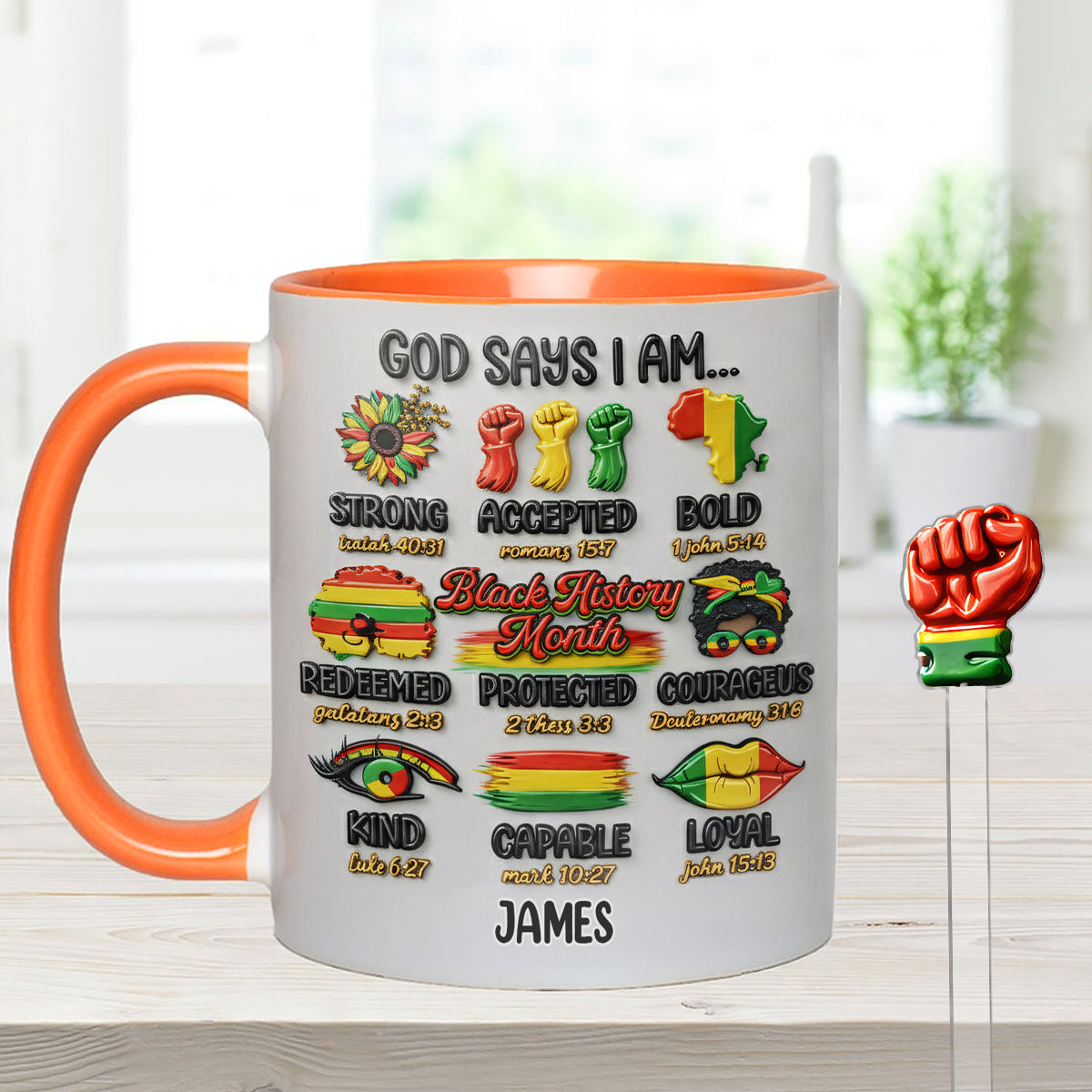 Black History Month, God Says You Are - Personalisierte Tasse mit Acryl-Rührstäbchen für Afroamerikaner
