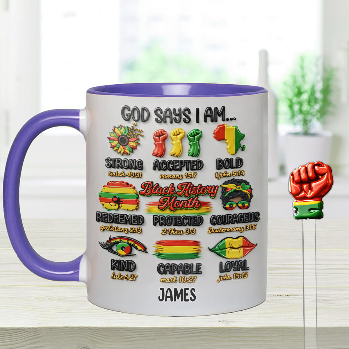 Black History Month, God Says You Are - Personalisierte Tasse mit Acryl-Rührstäbchen für Afroamerikaner