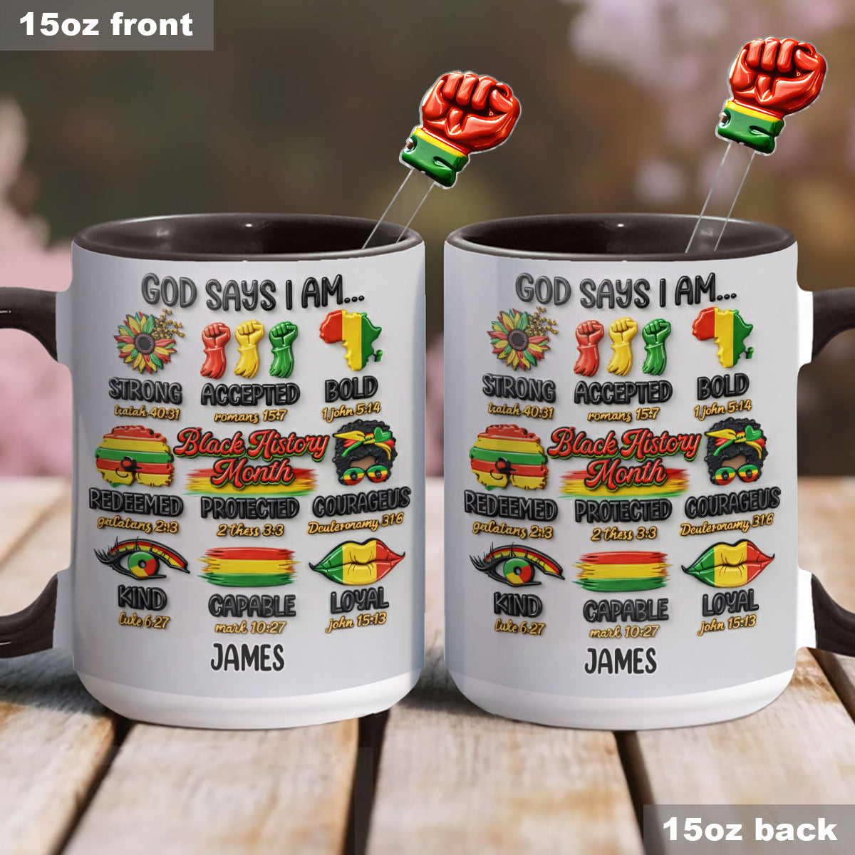 Black History Month, God Says You Are - Personalisierte Tasse mit Acryl-Rührstäbchen für Afroamerikaner