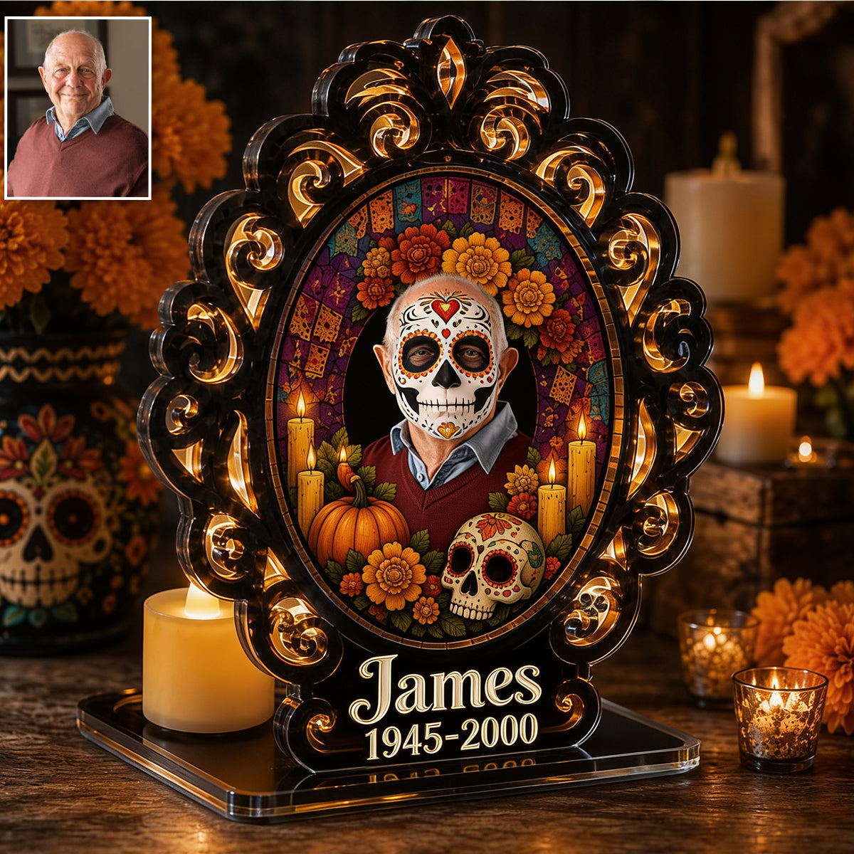 Day Of The Death - Personalized Memorial Candle Holder Sign