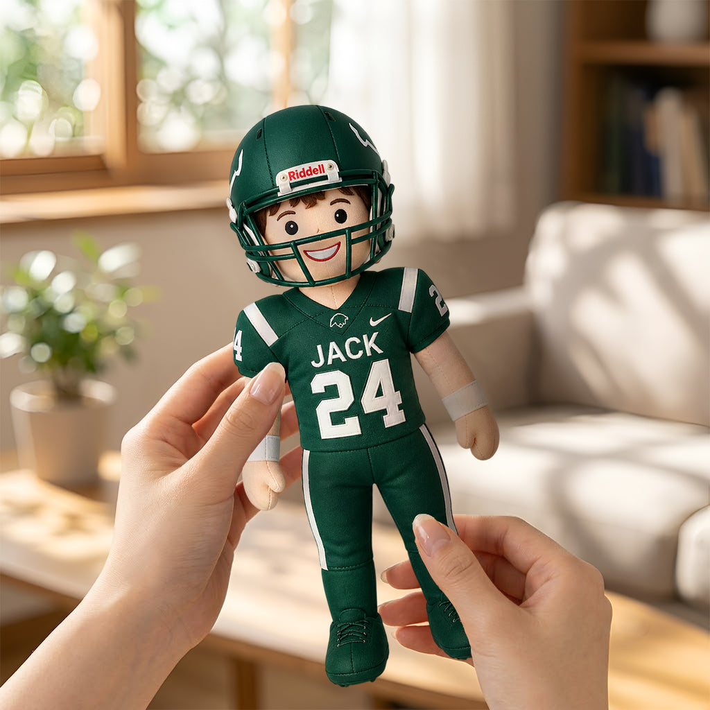Custom Mascot & Player Plush Doll - Personalized Football Posable Plush Doll