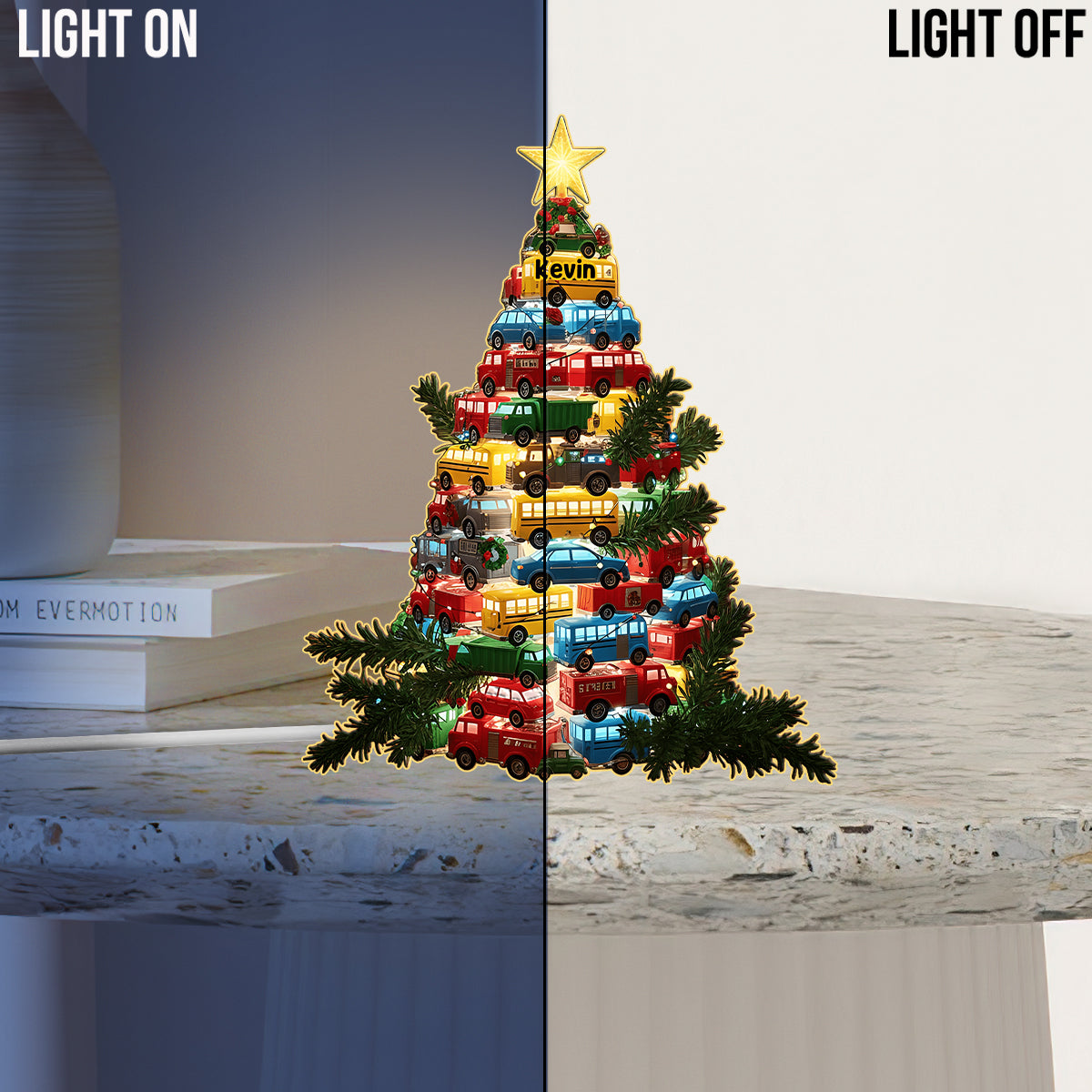 Cars Christmas - Personalized Kid Acrylic LED Night Light