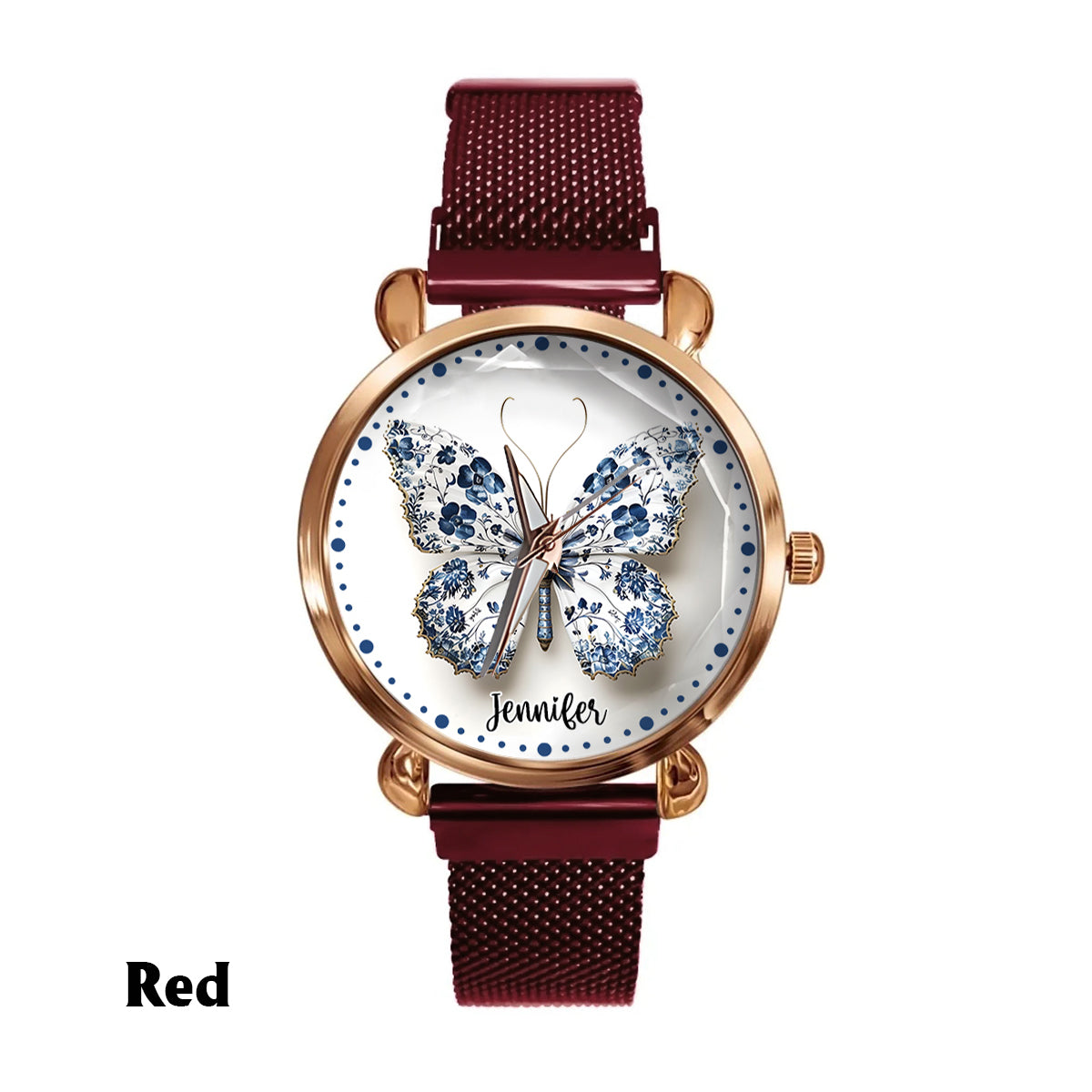 Toile De Jouy Style Butterfly - Personalized Butterfly Women Hand Watch