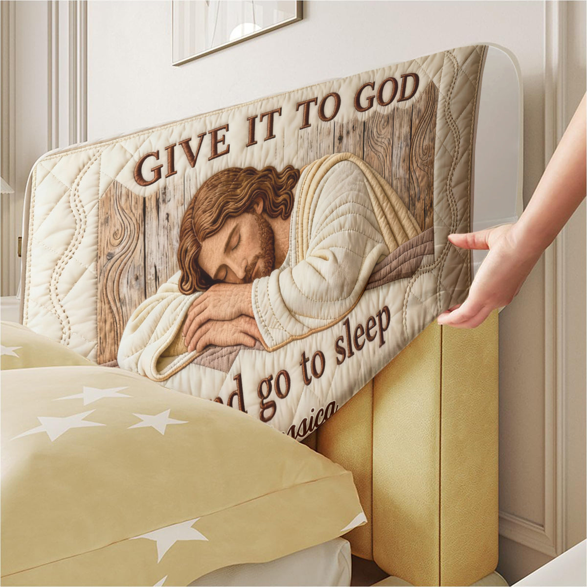 Give It To God And Go To Sleep - Personalized Christian Headboard Slipcover