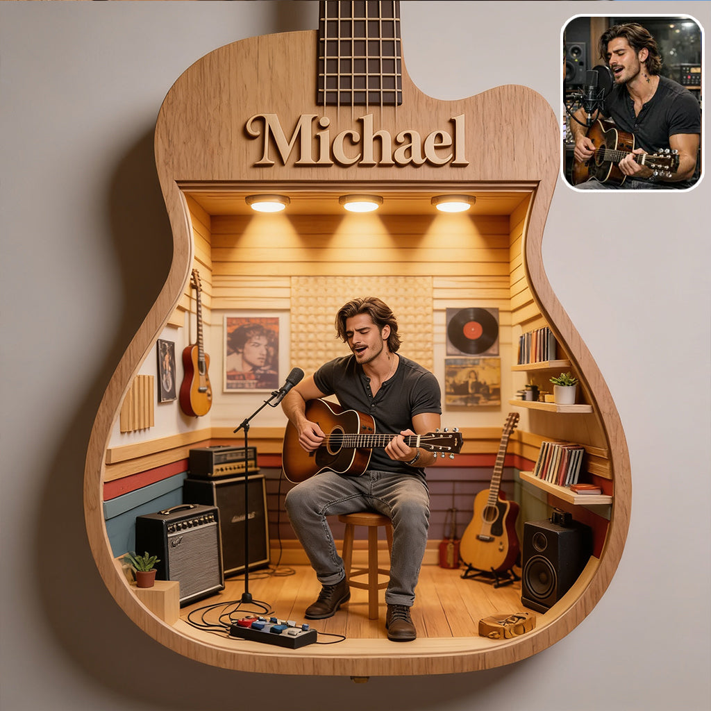 Guitar Lover - Personalized Guitar Wooden Light Shadow Box