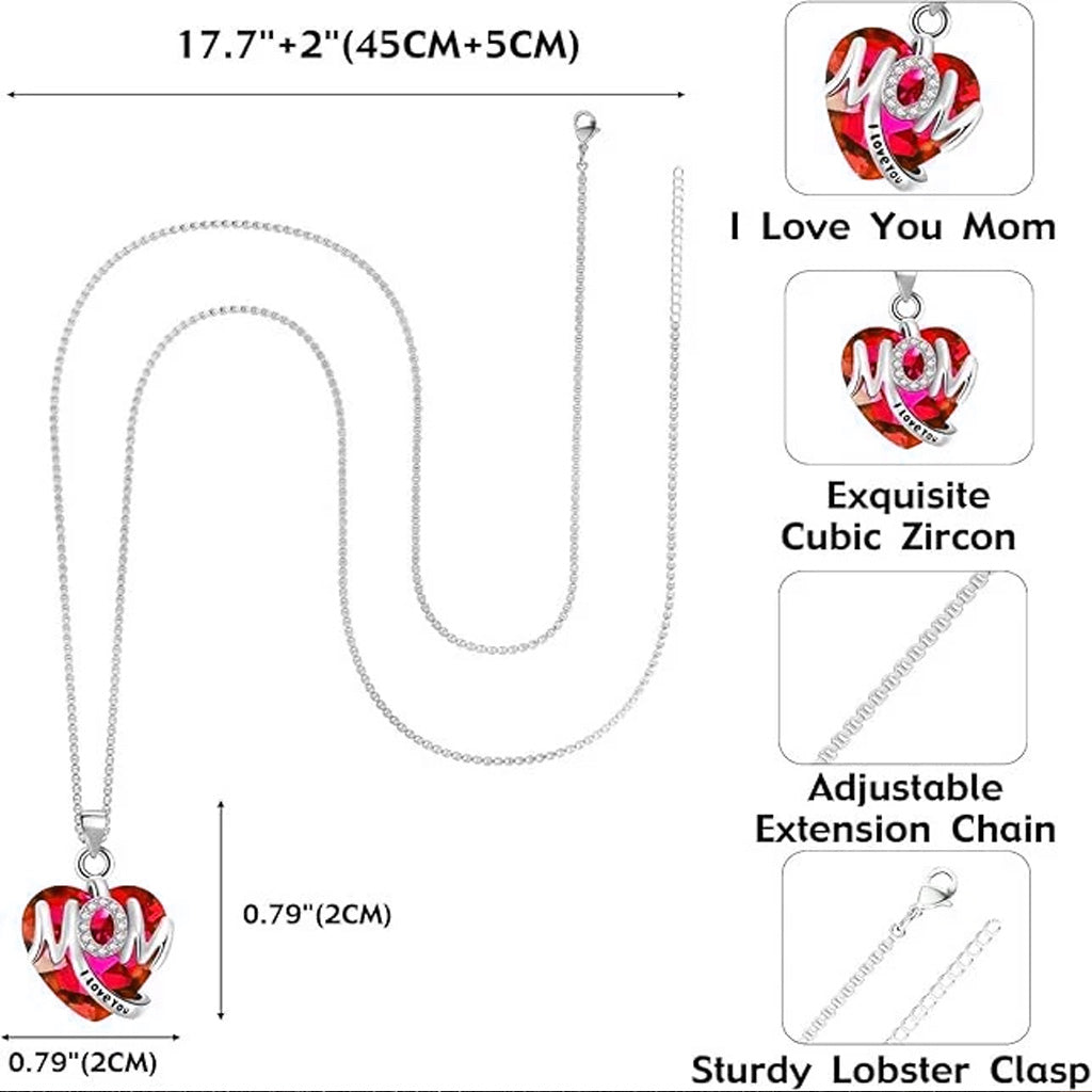 Herzförmige Halskette mit Anhänger „Ich liebe dich, Mama“