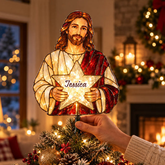 Die Heilige Nacht - Personalisierter Christlicher LED Lichtbaumspitze