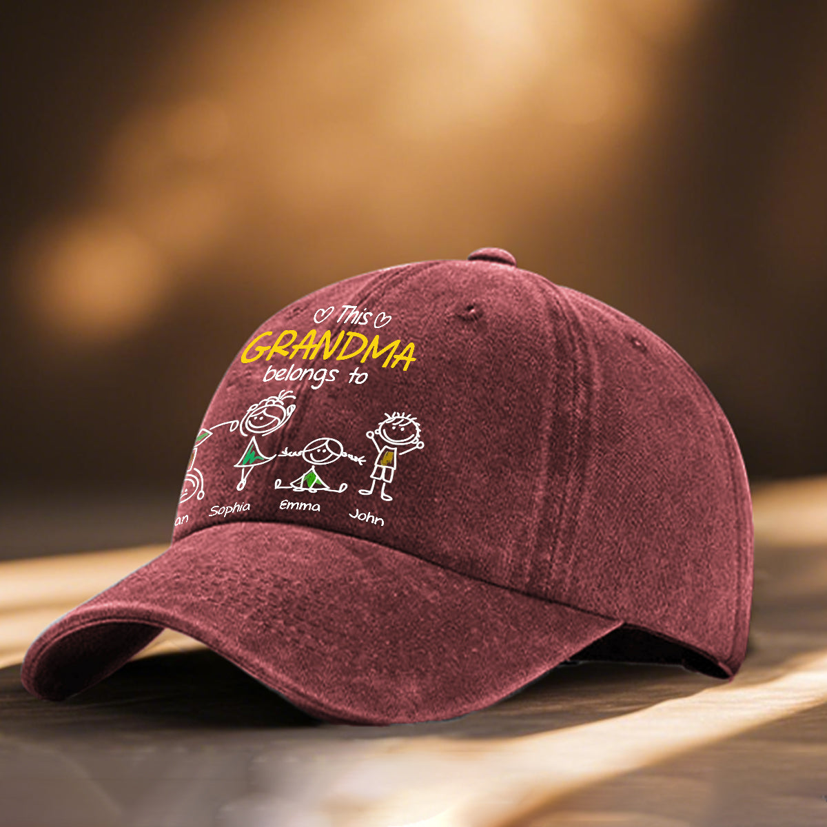 Diese Oma gehört zu – personalisierte Oma-Jeanskappe aus gewaschenem Denim