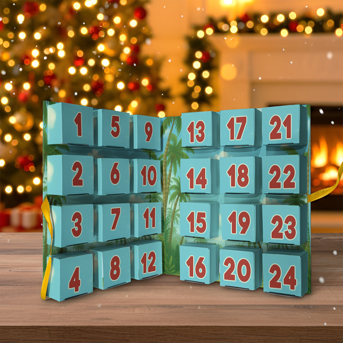 Dinosaurier-Adventskalender 2025 – Personalisierter Dinosaurier-Faltkalender mit Ornamenten