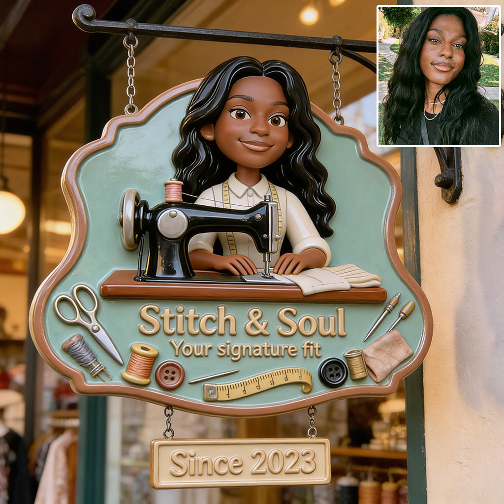 Logo für Schneidereien für Nähbegeisterte – personalisiertes Näh-Wandschild aus Holz