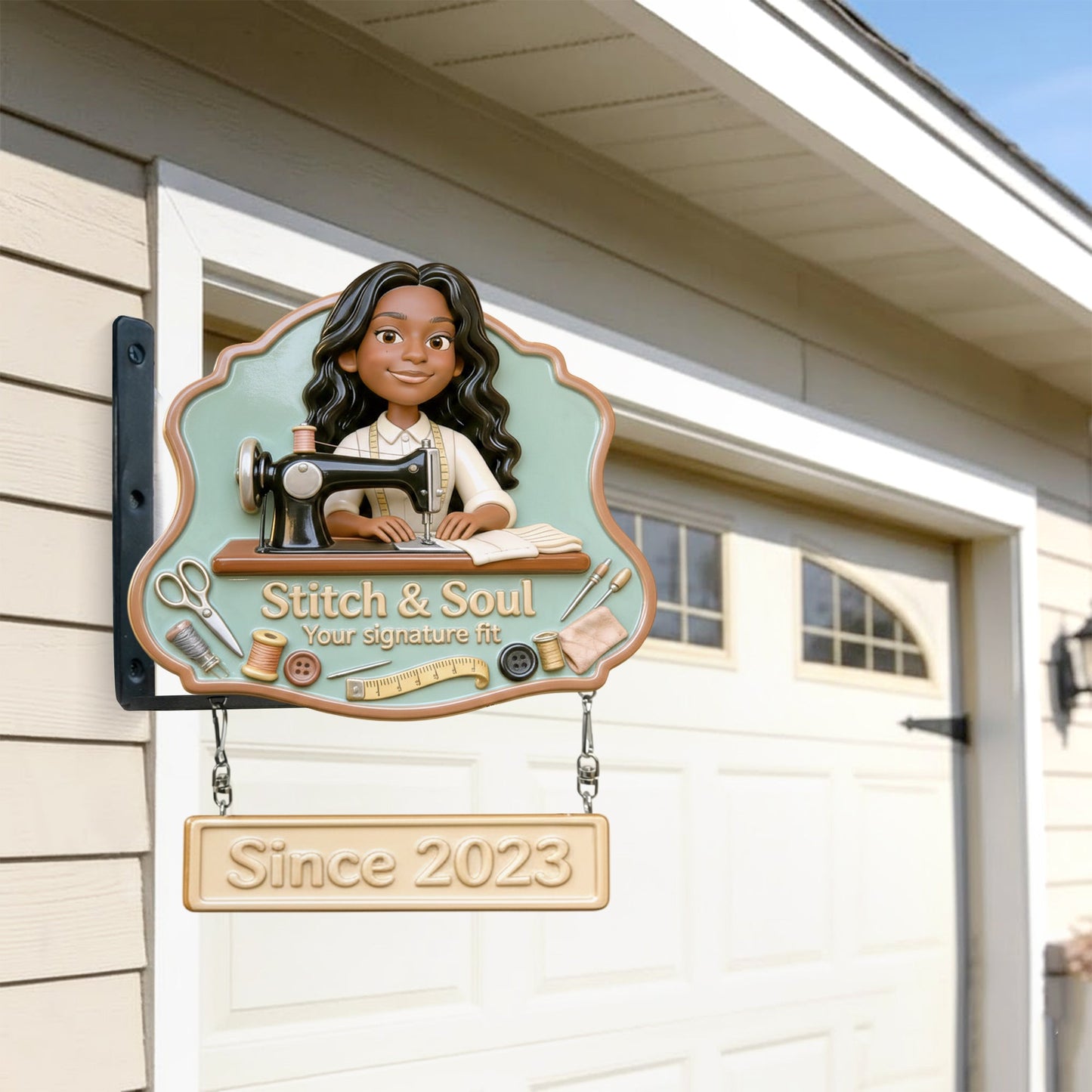 Logo für Schneidereien für Nähbegeisterte – personalisiertes Näh-Wandschild aus Holz